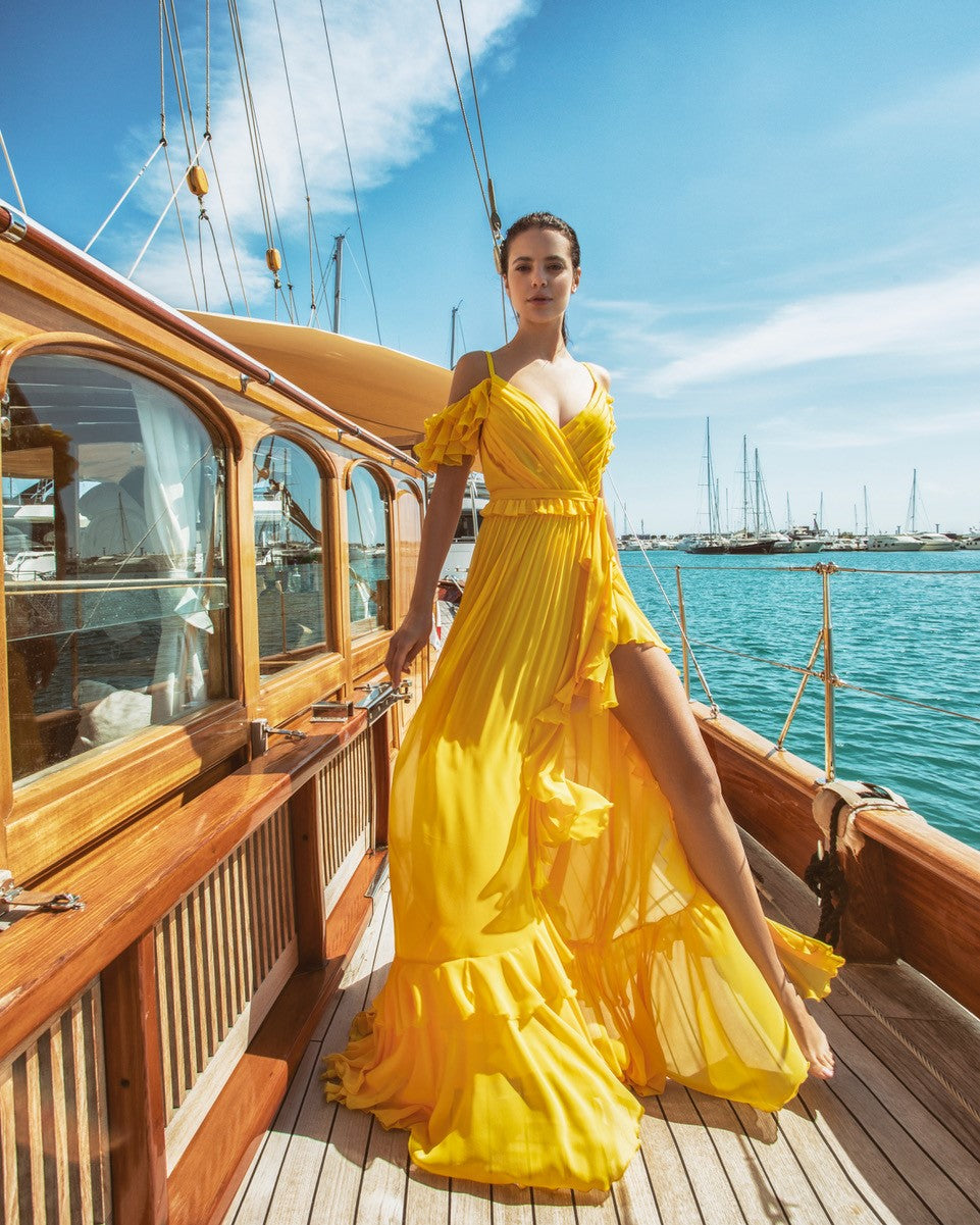 YELLOW COCKTAIL DRESS