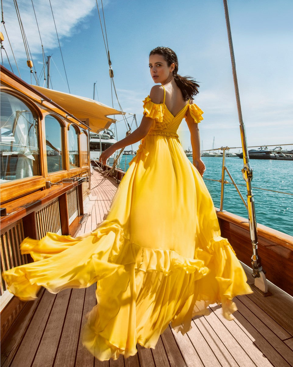 YELLOW COCKTAIL DRESS