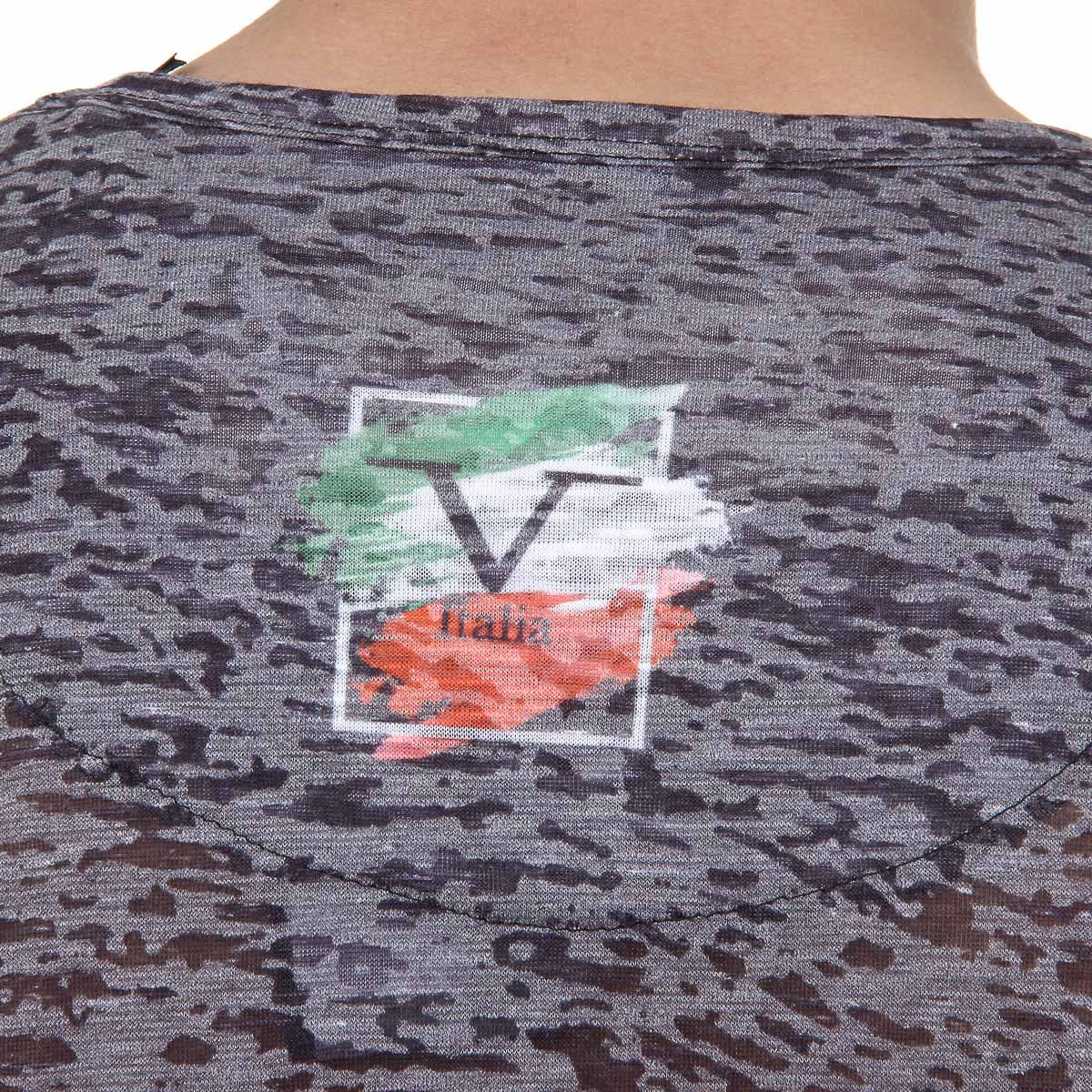 V 1969 Italia T-shirt Uomo Maniche Corte Scollo V Nera LUCAS